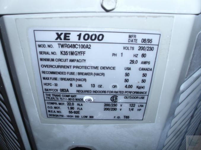 Trane XE 1000 High Efficiency Weathertron Heat Pump  