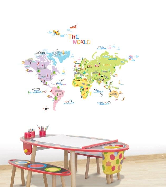 World Map WALL Decor STICKER Removable Adhesive Decal  