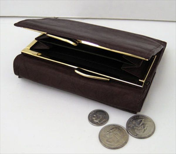 Lady Wallet GENUINE LEATHER Money Coin Buckle FREE SHIP  