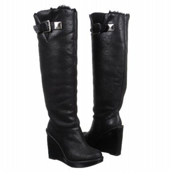 NEW WITH BOX MICHAEL KORS CALISTA BOOT BLACK SUEDE SIZE 7 FAUX FUR $ 