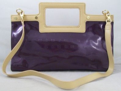 IMAN Purple Patent Logo Embossed Luxury Handbag New  