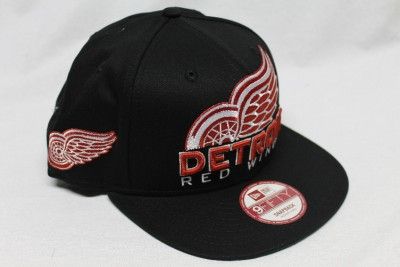 DETROIT RED WINGS NEW ERA NHL SNAPBACK HAT CAP RETRO CHOP BLACK  
