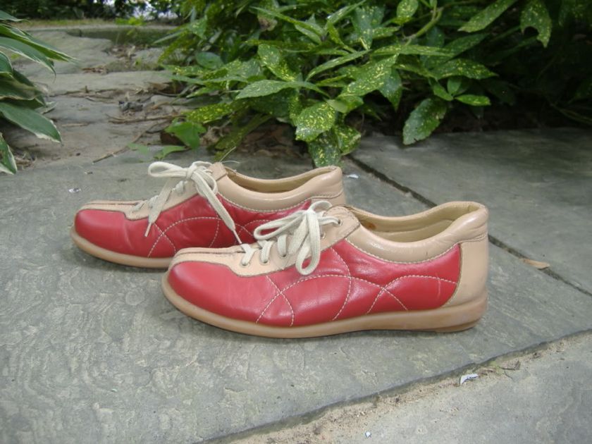 FIERY FRANCO SARTO Retro Red Leather Sneakers Shoes  