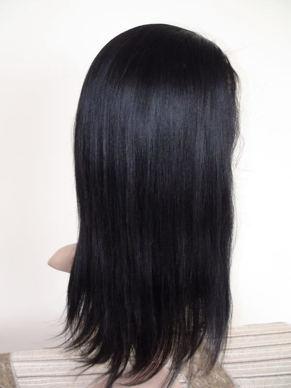 1b# remy indian hair full lace wig yaki straight 14  