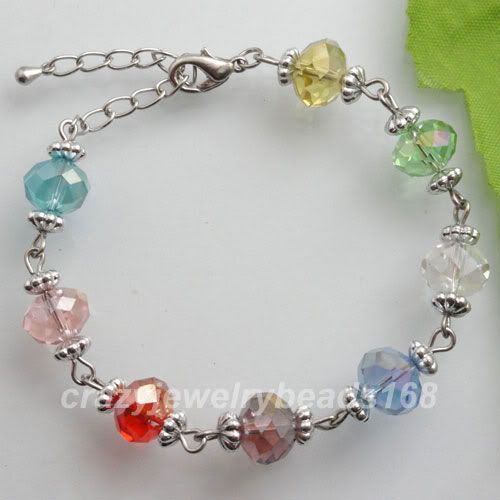 Multicolor Crystal Faceted Beads Adjustable Bracelet 7 K271  