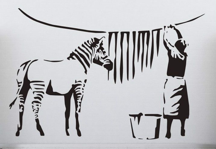Banksy Graffiti Washed Zebra Stripes Large Vinyl Wall Stickers Classic 