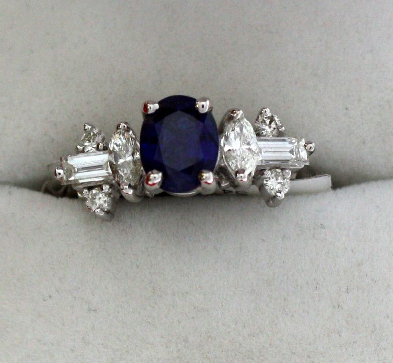 Natural Blue Sapphire Ring in a Diamond Setting  