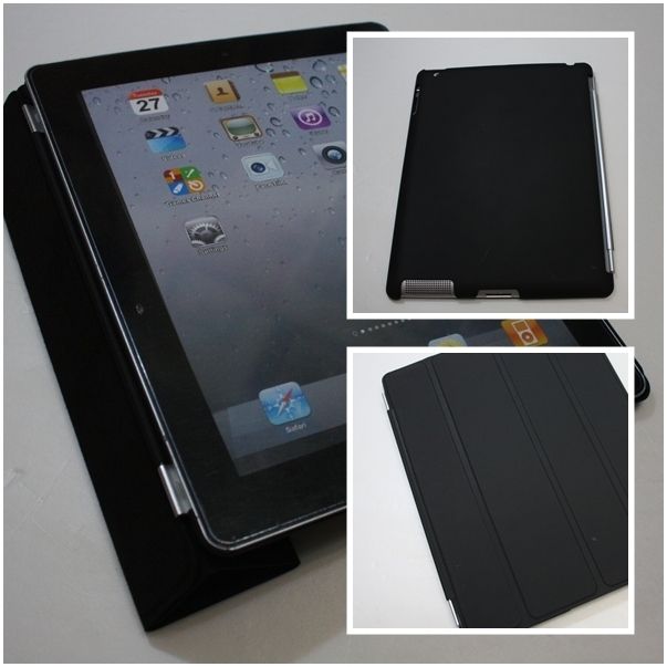 OEM Apple iPad 2 II Smart Cover Polyurethane & Crystal Case Set Black 