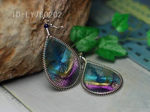  silk thread earrings blue purple or blue brown random shipments size 
