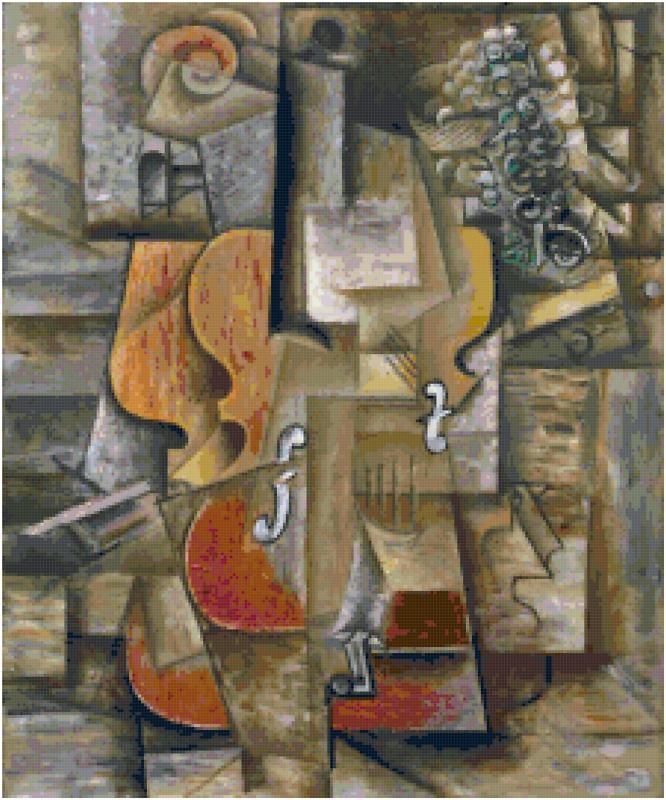 Picasso Violin and Grapes Counted Cross Stitch Pattern  