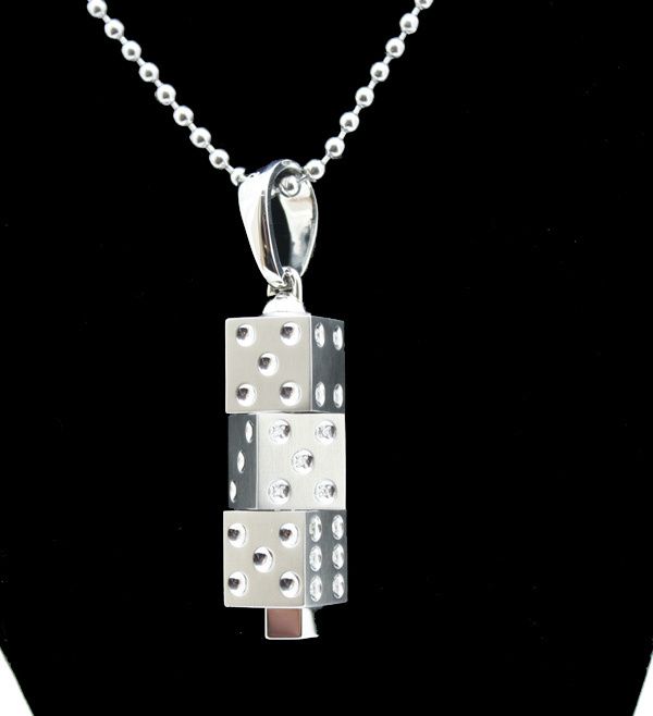 Simmons Mens Necklace Stainless Steel Shaped Like Dice  