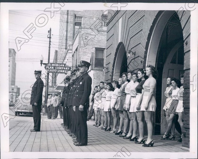 1945 Port Arthur Texas The Women Firefighters Line up Behind the Men 